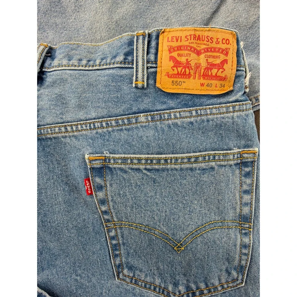 Western Levis 550 Relaxed Fit Light Wash Denim Skater 40x34 Blue Tapered Leg